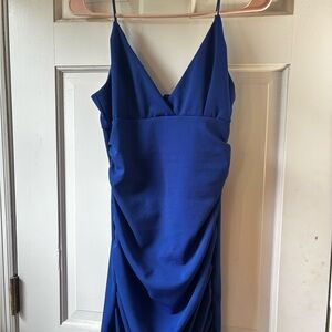 Elegant Blue Spaghetti Strap Dress